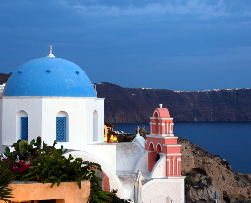 Toit bleu de Santorin Grèce Europe Voyage