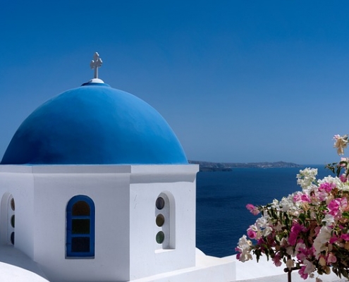 Santorin et ses toits bleus Grèce Europe Voyage
