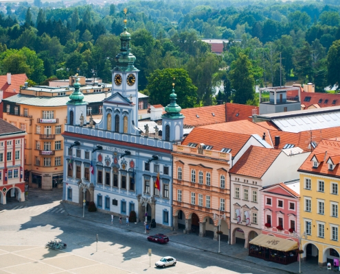 La place principale de Ceske Budejovice République Tchèque Europe Voyage