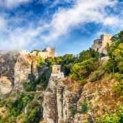 Vue de château médiéval de Vénus, Erice Sicile Italie Voyage